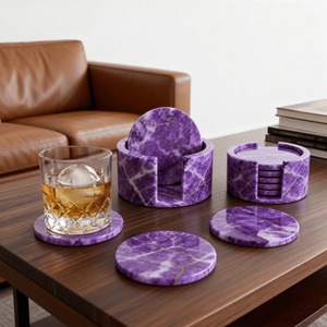 Indian Supplier Marble Placemat and Coaster Set for Dining <b>Table</b> Coffee <b>Table</b> Living Room Decor Available At Affordable Price - Product Image 4