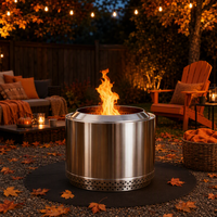 Barbecue extérieur sans fumée Natural Gifts 27 pouces, foyer à bois et charbon de bois en acier inoxydable