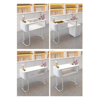 Table à ongles compacte en bois blanc crème avec rangement, bureau de manucure multifonctionnel pour la maison, le salon et le nail art