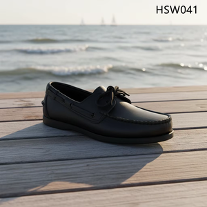 HY, prix d'usine, chaussures <span class=keywords><strong>bateau</strong></span> noires en cuir véritable à lacets, antidérapantes, décontractées, populaires à Singapour HSW041 - Product Image 2