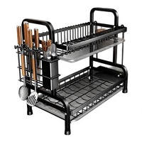 Égouttoir à vaisselle de cuisine 2 niveaux, grand égouttoir en acier au carbone pour comptoir, support à vaisselle et ustensiles, organisateur, vente en gros
