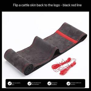 Funda de <span class=keywords><strong>Volante</strong></span> Cosida a Mano, Transpirable, Antideslizante, de Tela de Gamuza, para Automóvil - Product Image 6