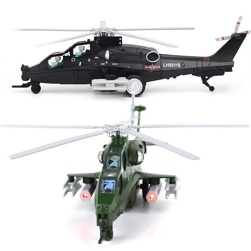 Diecast 1:32 Alloy LH95118 helicopter model sound and light pullback military fans collection display gift copter military model