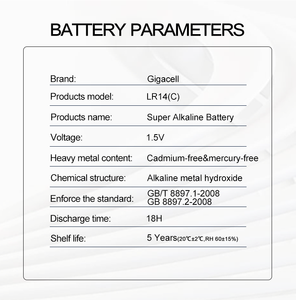 Suministro de Fábrica OEM, <span class=keywords><strong>Pilas</strong></span> Super Alcalinas de 1.5V, Batería <span class=keywords><strong>LR14</strong></span> Tamaño <span class=keywords><strong>C</strong></span> para Kits de Emergencia y Suministro de Respaldo - Product Image 5
