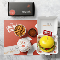 Ensemble de combinaison de boîte à hamburger pliable de qualité alimentaire imprimé personnalisé ensemble de boîte à hamburger jetable durable pour restauration rapide