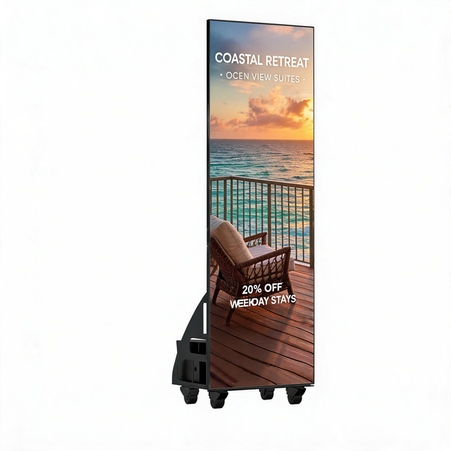 High Brightness Floor Standing LED Poster Screen 640x1920mm P2 P3 P4 Indoor AI Interactive Display Airport Metro Board