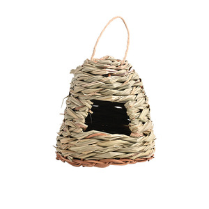 Nid d'oiseau en paille fait main, cage à oiseaux ronde suspendue de 17x14 cm pour oiseaux, cages pour animaux de compagnie - Product Image 5