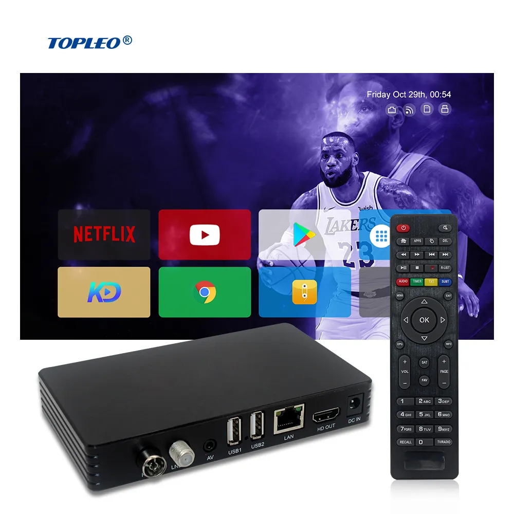 Topleo DVB C / T / S i96 S9 akıllı tv kutusu amlogic android tv dvbt2 set top box dvb s2