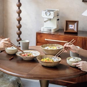 Tazón de fideos de cerámica Irregular Retro clásico de 8 pulgadas Diseño de gota de agua único <span class=keywords><strong>para</strong></span> restaurante y fiesta Producto de exportación transfronterizo - Product Image 4