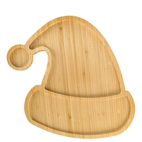 Plateaux de service en bois naturel écologiques à motif végétal pour accompagnements, avec motif chapeau de Père Noël, en bois massif, vente en gros