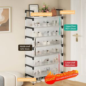 Wholesale 7-Layer Metal Shoe Rack With Dustproof Cover Shoe Storage Rack Shoe Rack Stand for Closet,Entryway,Living Room - Product Image 2
