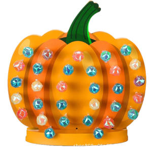 Expositor de Dulces de Madera Creativo con Forma de Calabaza, Centro de Mesa Redondo para Halloween, Soporte de Exhibición de Piruletas de Madera, Color Retro, 1 Pieza - Product Image 1