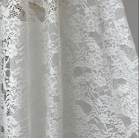 Tissu en dentelle brodée 94% Nylon 6% Spandex, dentelle florale 3D en maille avec bord festonné effet cils pour robe de mariée, vente en gros
