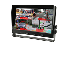 Système de surveillance par IA avec écran quadruple 10,1 pouces, 4 canaux, système de détection de piétons BSD avec buzzer externe pour camion et bus