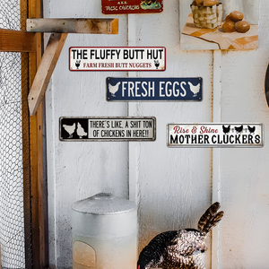 Plaque en métal de style campagnard 10*40cm, cadeau pour les amateurs de poulets, « Rise and Shine Mothercluckers », décoration murale rustique - Product Image 2