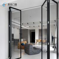 Portes pliantes thermiquement isolées, insonorisées, à double vitrage, en aluminium, pour villa, patio, extérieur, avec serrure de sécurité