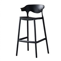 Tabouret de bar en métal de style industriel moderne et antique pour salon, avec coussin en bois, empilable, noir