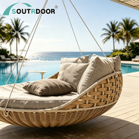 Lit suspendu moderne en rotin pour l'extérieur, cadre en aluminium, coussin imperméable, idéal pour l'école, l'hôpital, le jardin, l'hôtel, la plage, le parc, la chambre