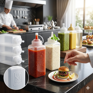 Dispensadores <span class=keywords><strong>de</strong></span> Condimentos Transparentes al por Mayor - Diseño Cuadrado que Ahorra Espacio, Tapa Hermética, Contenedor <span class=keywords><strong>de</strong></span> Plástico <span class=keywords><strong>para</strong></span> <span class=keywords><strong>Miel</strong></span>, <span class=keywords><strong>para</strong></span> Restaurantes - Product Image 1
