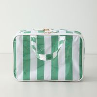Sac en PVC transparent rayé, vente en gros, cadeau pour demoiselle d'honneur, sac de toilette de voyage, trousse de maquillage, étui de voyage transparent avec poignée pour femmes