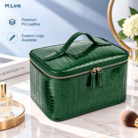 Ensemble de trousses de toilette en cuir PU à motif crocodile de luxe, grande capacité, organiseur de maquillage de voyage, vente en gros OEM
