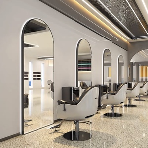 Sıcak satış Salon mobilya berber dükkanı Led ışıkları ile özel ayna kuaför duvar aynası Salon ekipmanları - Product Image 2