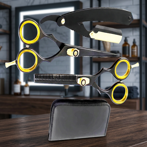ASAP High Quality Stainless Steel <b>Men</b> Grooming Scissors Set Sustainable Quality Powder Coated Barber Scissors Kit Right-Handed - Product Image 3