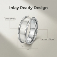 12mm Blanko Edelstahl Fingerring - Gerilltes Kern-Einlege-Design für Harz DIY Schmuckherstellung Runde Leere Ringrohlinge