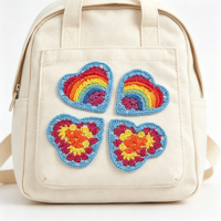 En stock – Patch cœur au crochet tricoté à la main de 9 cm, motif cœur ajouré color block, pour dessous de verre, robe d'enfant, vêtements de poupée, projet artisanal