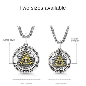 Collar con Colgante Ojo que Todo lo Ve de Acero Inoxidable, Joyería con Símbolo Illuminati, Amuleto Masónico, Amuleto de Protección, Cadena Gótica para Hombre - Product Image 5