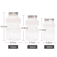 Bouteille en plastique transparente en forme de pot de yaourt PET en gros avec couvercle, réutilisable pour smoothies, jus, lait, thé, café, logo personnalisé