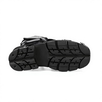 Bottes de combat gothiques punk pour femmes en cuir véritable, à plateforme, avec boucle métallique, fermeture éclair latérale, talon bloc, bottes de moto à la cheville