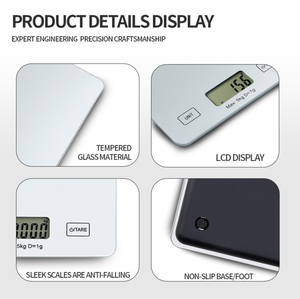 Báscula de Cocina de Alta Precisión con Pantalla Táctil, Vidrio Templado, Acero Inoxidable, Báscula Electrónica para Alimentos para Repostería Doméstica - Product Image 3