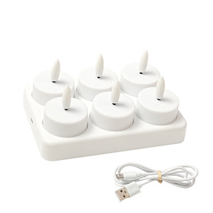 LED <b>Tealight</b> Candle Set 4-12Pack USB Powered Flickering Flameless White Matte Finish for Home Decoration Countertop Use - Product Image 1