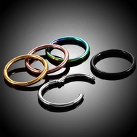 Set de 6 Anillos Nasales Monocromáticos de Acero Inoxidable, Anillos Sin Costuras de 6mm, 7mm, 8mm, 9mm, 10mm y 12mm, Venta al Por Mayor