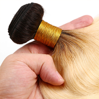 Tissage en lot brésilien Remy coloré vison 100% cheveux naturels, Apple Girl ombré noir platine blond 1B/613 Body Wave