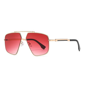 Lunettes de soleil polygonales surdimensionnées rétro tendance 2026 avec logo personnalisé, monture métallique UV400 pour hommes et femmes - Product Image 3