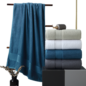 Serviettes de bain et de visage en coton 100% doux et absorbant, couleur unie, tricotées sur mesure, vente en gros OEM, JZ Textile, pour hôtel - Product Image 1