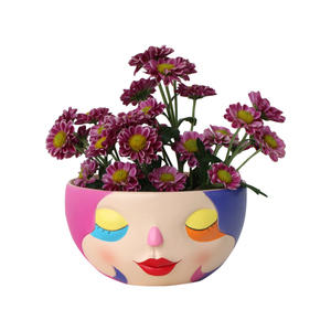 Résine personnalisée abstrait coloré visage jardinière unique <span class=keywords><strong>arc</strong></span>-<span class=keywords><strong>en</strong></span>-<span class=keywords><strong>ciel</strong></span> succulente tête jardinière Art abstrait Pot de fleur pour la décoration intérieure - Product Image 1