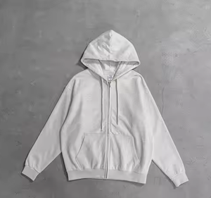 Dropshipping logotipo bordado personalizado cremalleras dobles Streetwear Sudadera con capucha hombro caído en blanco personalizado recortado Zip up Sudadera con capucha hombres - Product Image 3