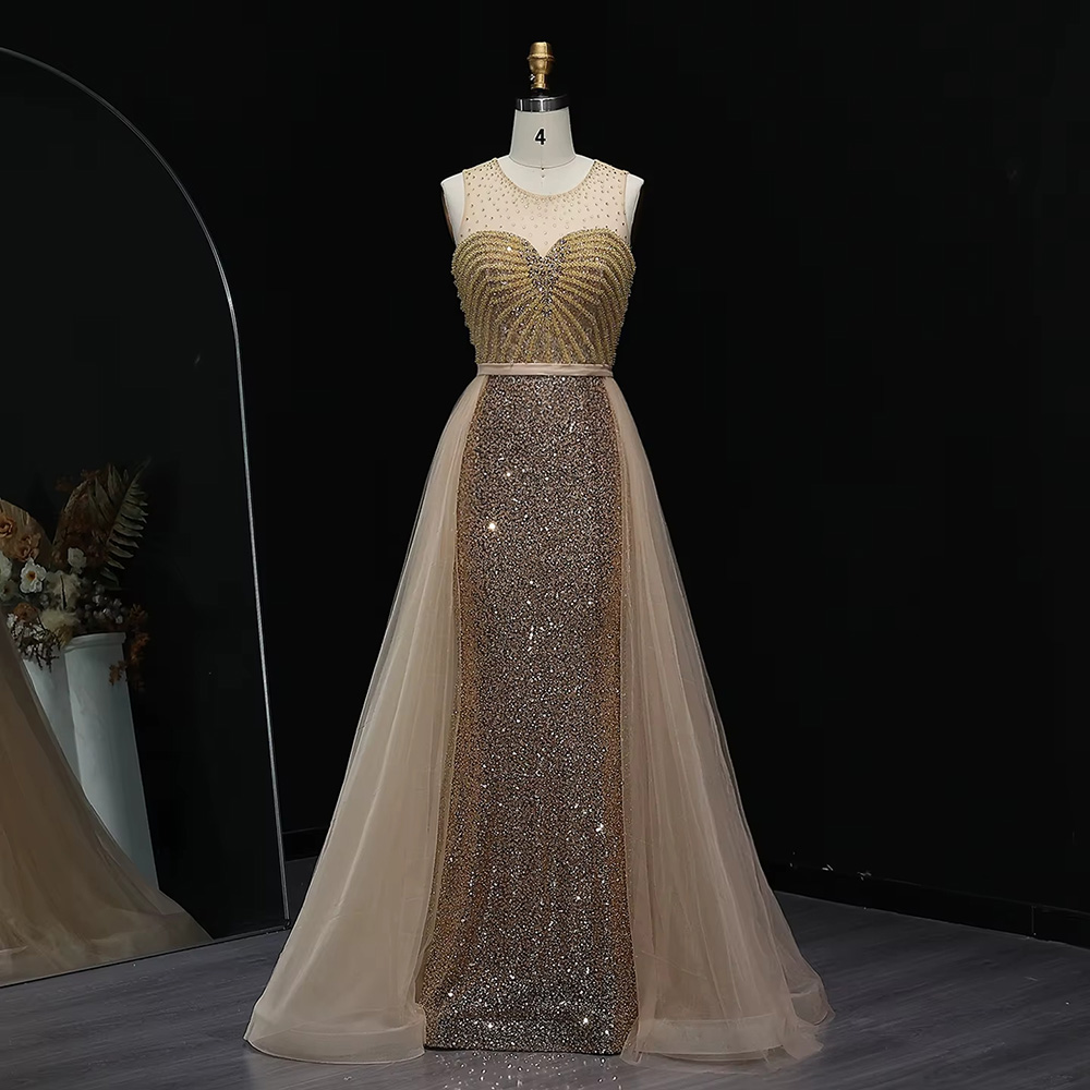 light gold dress for wedding One Shoulder Ball Gown Prom Dress Applique Light Gold V-Neck Long Tull –  Ballbella main image 1