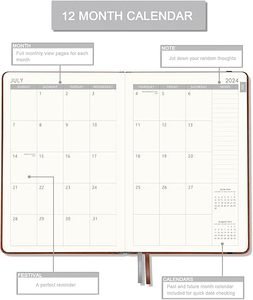 Leather Hardcover A5 2025 Weekly Monthly Planner with Stickers Gift - Product Image 4