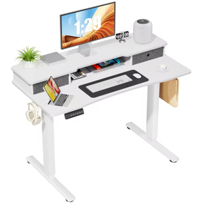Mobilier de <span class=keywords><strong>bureau</strong></span> à domicile Poste de travail électrique réglable en hauteur <span class=keywords><strong>Bureau</strong></span> debout avec double tiroir Table debout avec étagère de <span class=keywords><strong>rangement</strong></span> - Product Image 3