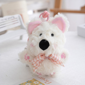 Phim hoạt hình sáng tạo Tây cao nguyên nơ con chó con sang trọng động vật đồ chơi Keychain dễ thương con chó con Ba lô mặt dây chuyền - Product Image 1