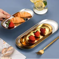 Plateau décoratif en acier inoxydable doré et argenté pour la salle de bain, présentoir à bijoux, plateau d'évier de cuisine pour distributeurs de savon