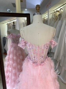 Hot Sale Customizable Plus <strong>Size</strong> Pink Off the Shoulder <strong>Sequin</strong> Tulle Princess <strong>Dress</strong> Graduation Party <strong>Dress</strong> Evening <strong>Dress</strong> - Product Image 5