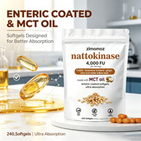 OEM Nattokinase 4000 FU Softgels CoQ10 Bromelain Kunyit Jahe Daun Zaitun Kulit Willow Putih Minyak MCT Berlapis Enterik untuk Dewasa