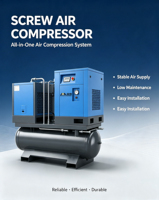 Compresor de Aire Rotativo Compacto 4 en 1 con Secador y Filtro para Corte Láser, Certificación CE Industrial