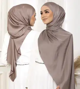 Hot sale high quality muslim hijab eyelash Matte satin silk shawl smooth satin silk hijab scarves for women