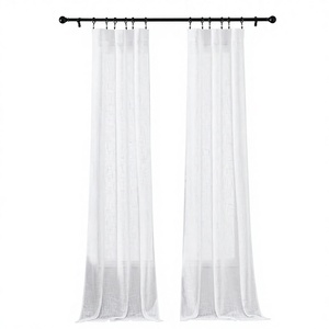 Rideaux translucides blancs Dreaming Casa en mélange de lin semi-transparent, filtrant la lumière, 96 pouces de long, 2 panneaux, à languettes, toutes saisons - Product Image 3